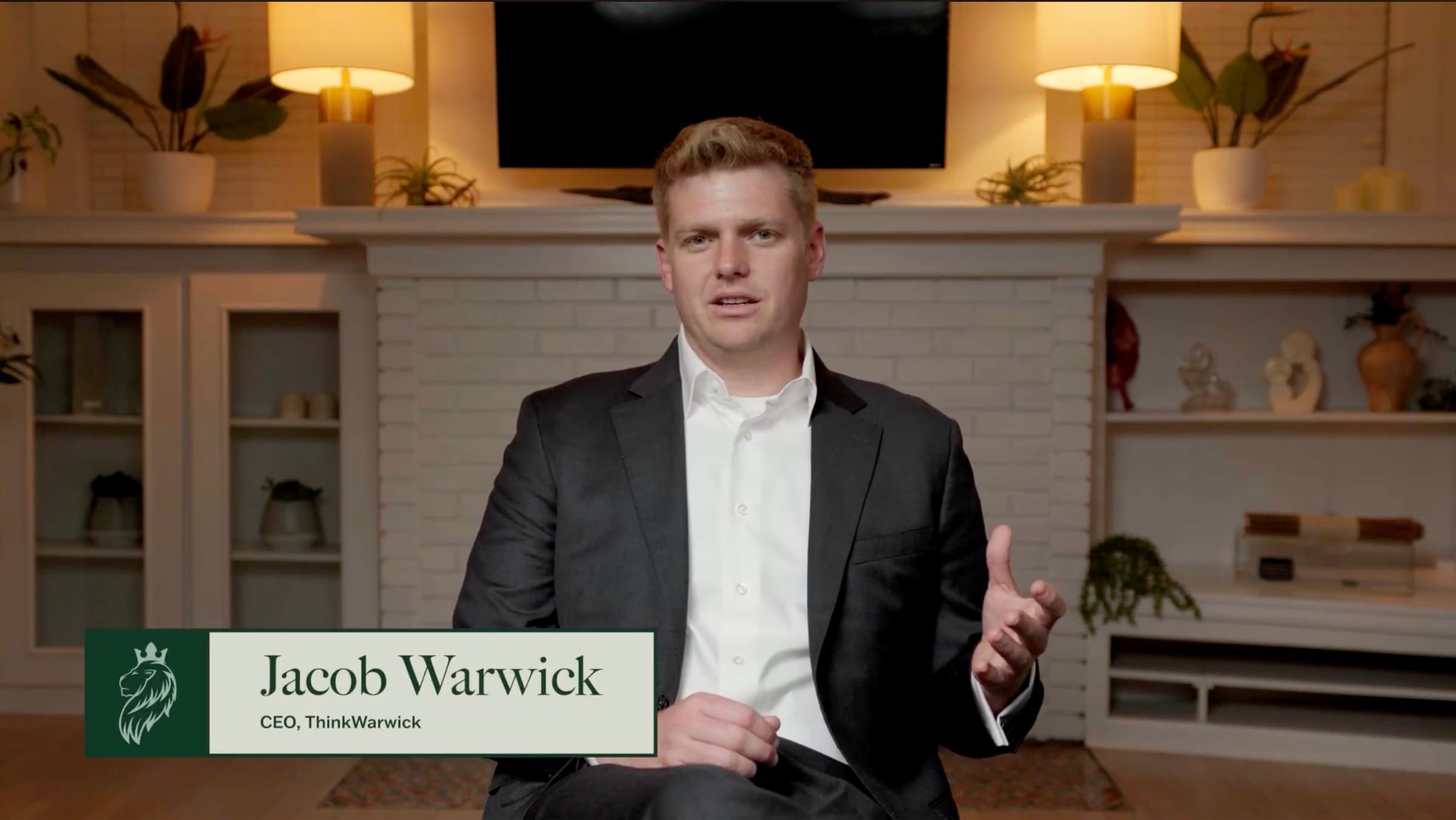 Jacob Warwick, CEO of ThinkWarwick, speaking to camera in the PACE course intro, lower third naming him on screen.